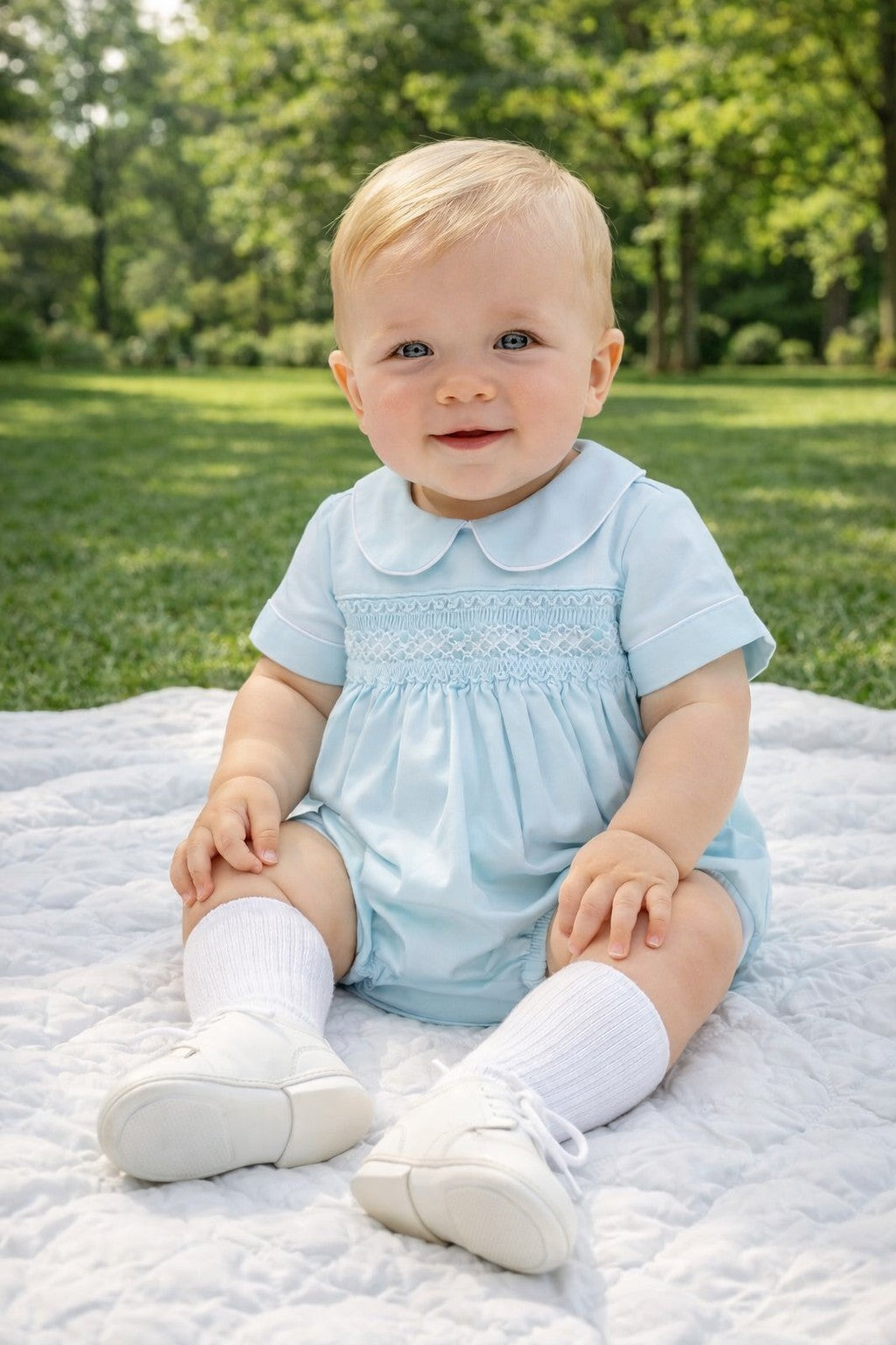 Hand smocked Mint Baby Bubble