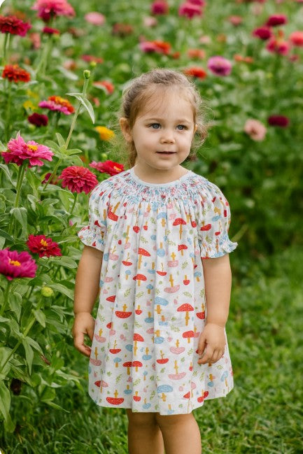 Fall Mushrooms Girl's bishop Dress - Little Threads Inc. Children's Clothing