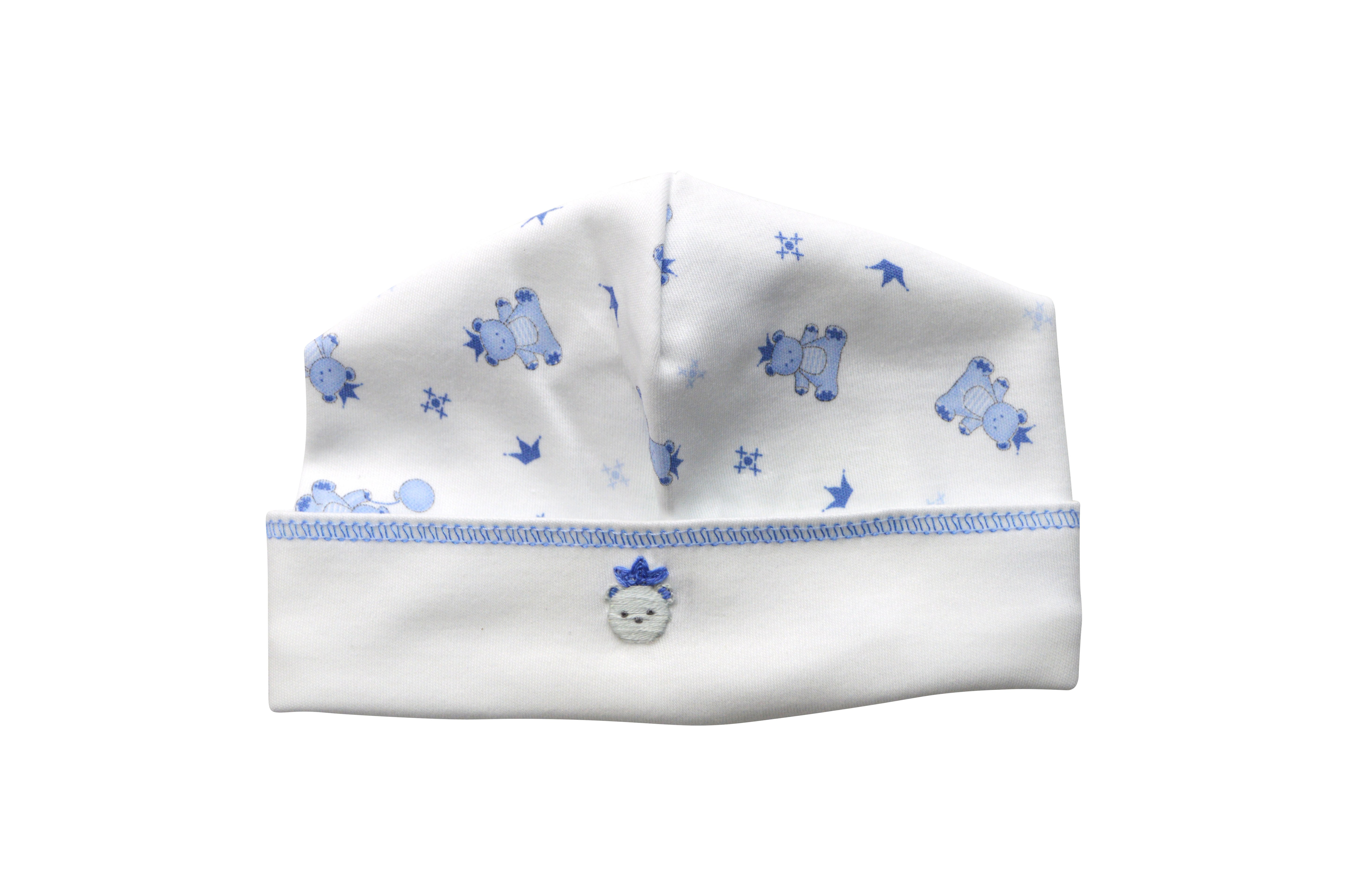 Blue King Bear Pima Cotton Baby Hat - Little Threads Inc. Children's Clothing