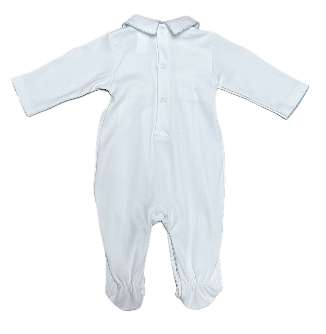 Baby Boy White Jacquard Footie - Little Threads Inc. Children's Clothing