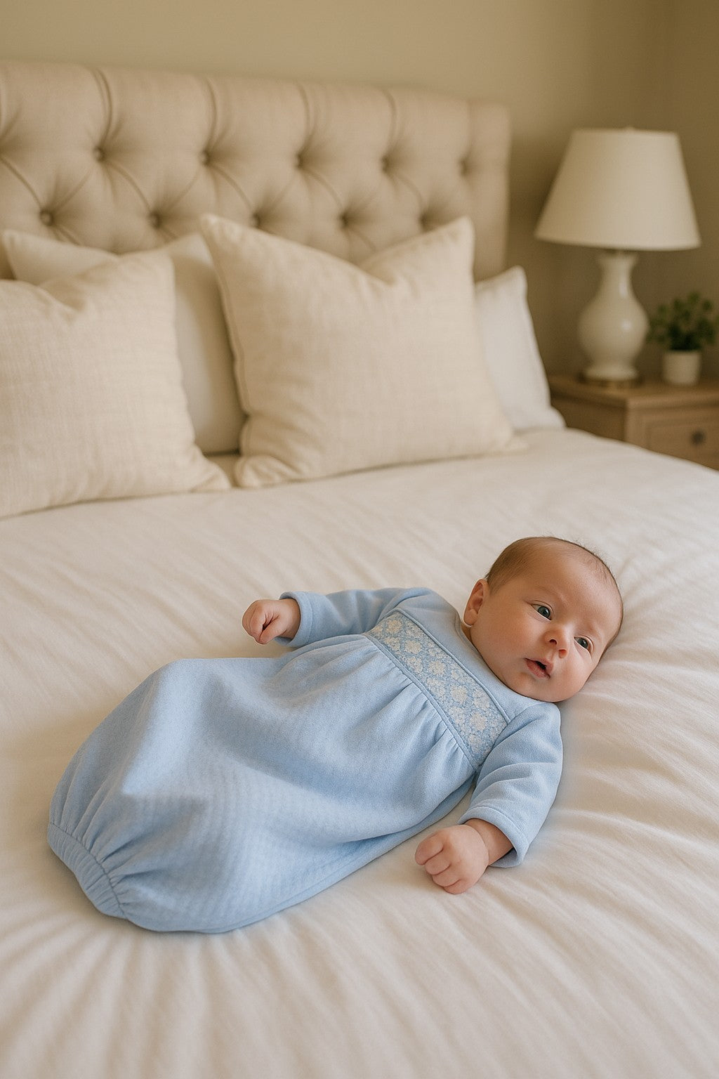 Baby Boy's "Blue Jacquard" Smocked Daygown