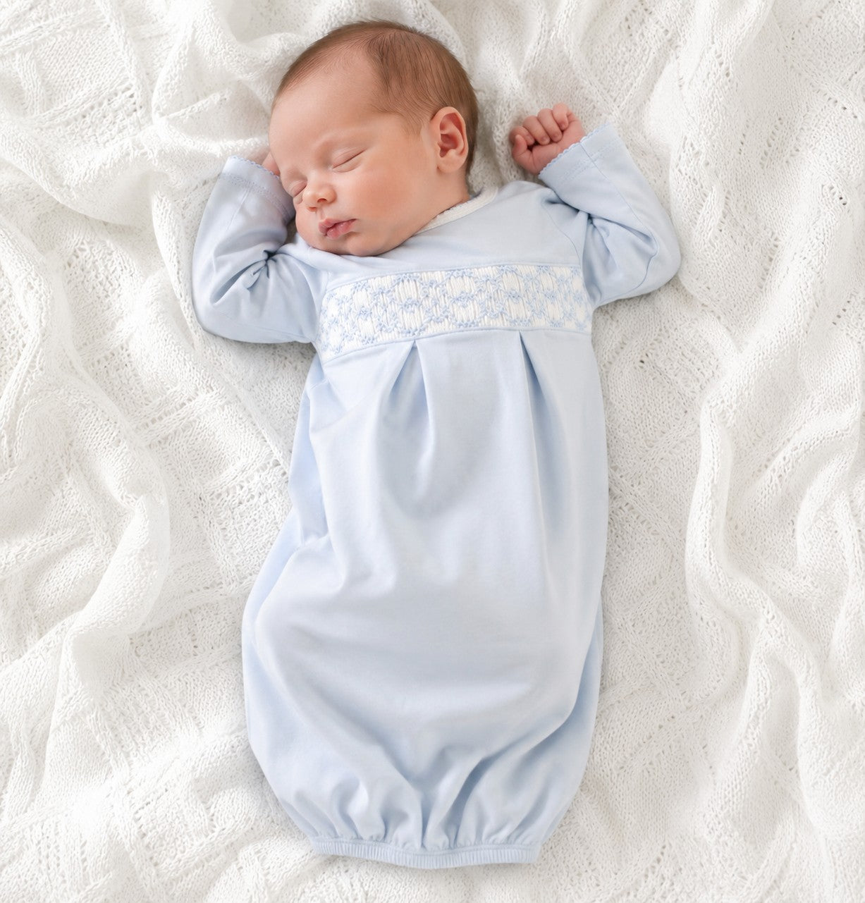 Baby Boy's Blue Smocked Argyle Daygown