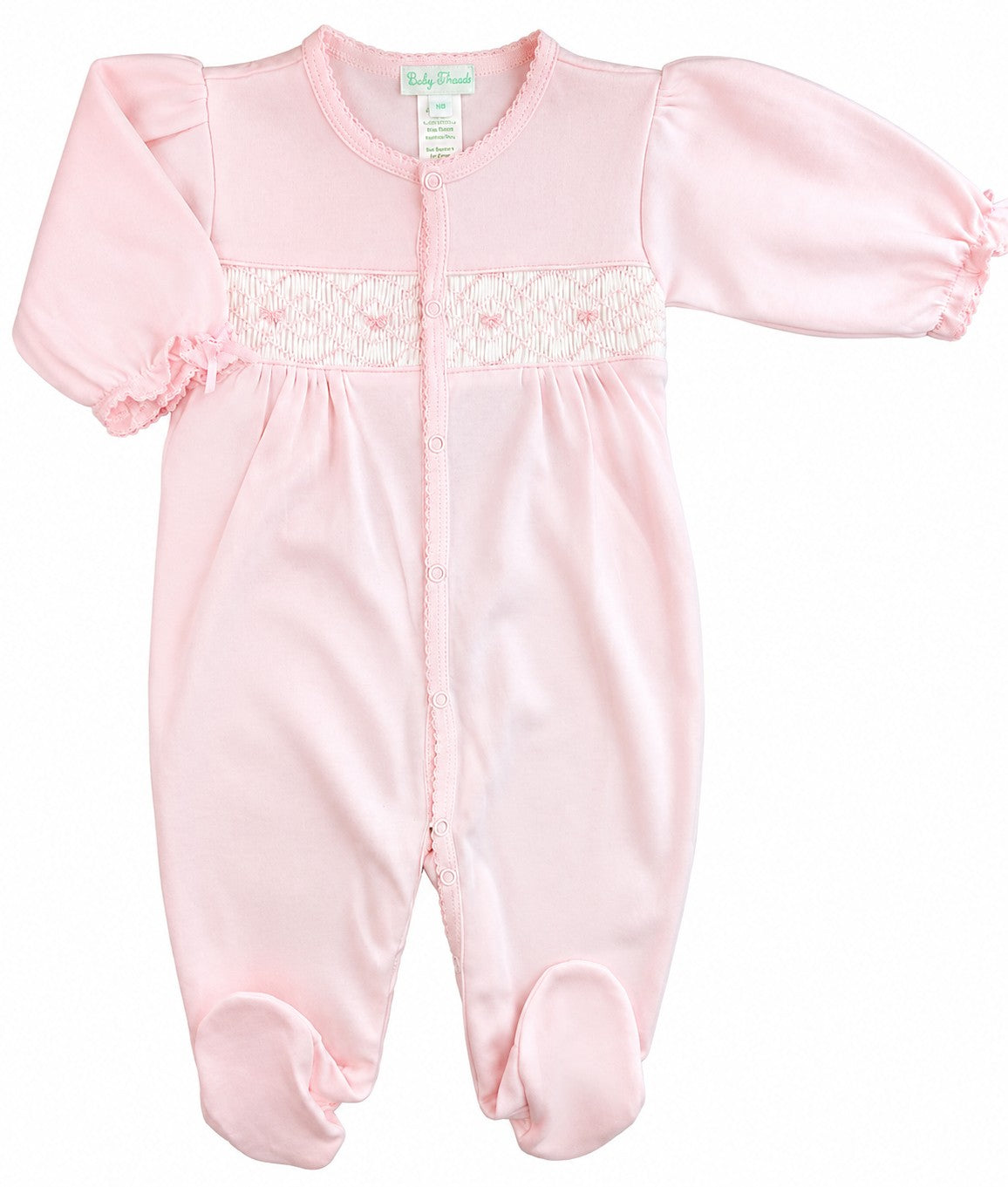 Baby Girl's Pink Smocked Bows Footie