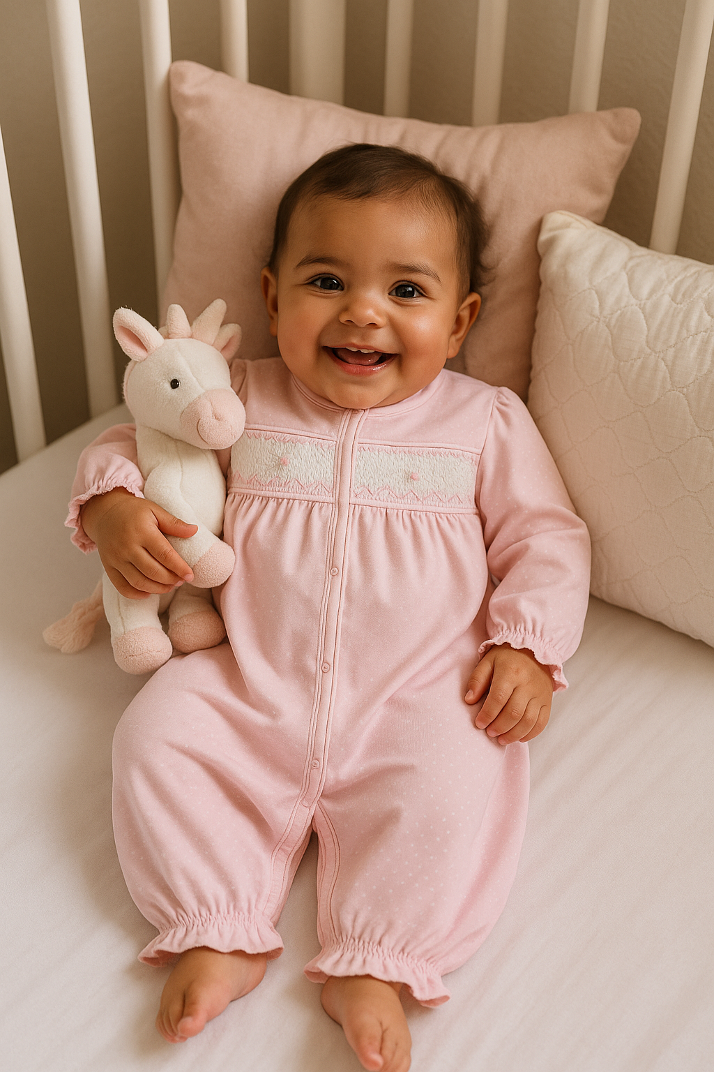 Baby Girl’s Smocked "Pink Tiny Dots" Converter Gown