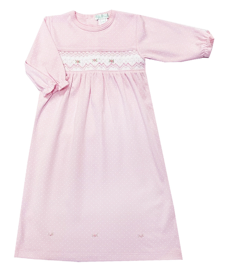 Baby Girl's Pink Dots Hand Smocked Gown - Little Threads Inc. Children's Clothing