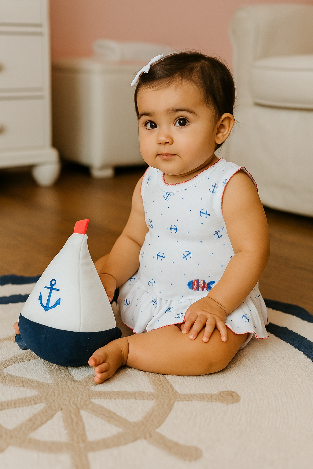 Baby Girl's "Anchor and Whales" Sleeveless Dress - Little Threads Inc. Children's Clothing