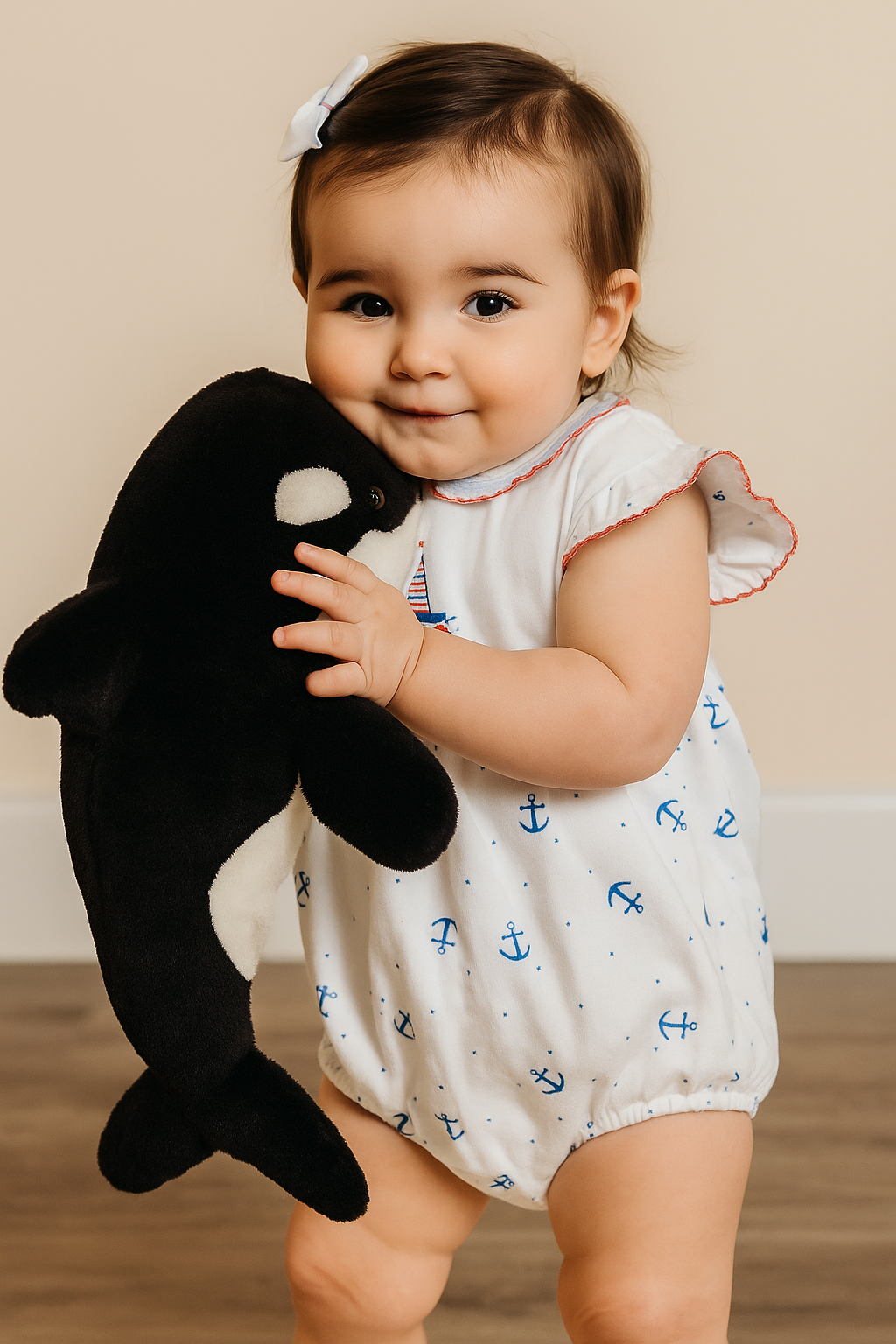 Baby Girl's "Anchor and Whales" Printed Onesie - Little Threads Inc. Children's Clothing