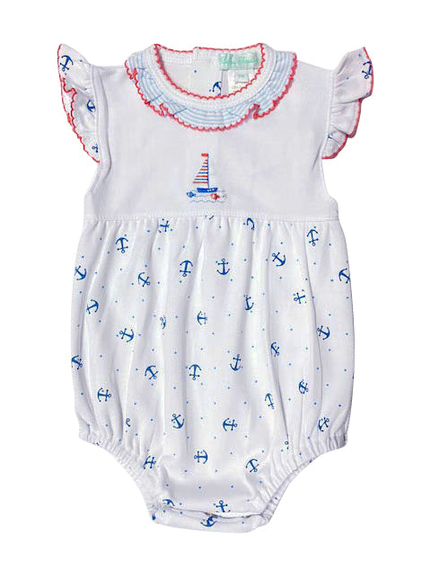 Sailboat girl Pima cotton Romper - Little Threads Inc. Children's Clothing