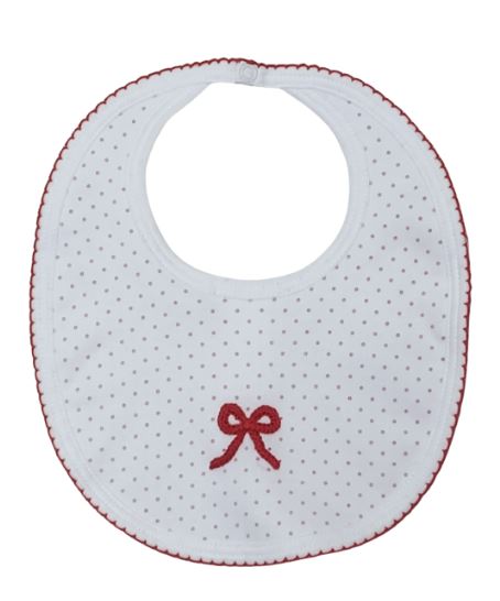 Red Embroidered Bow  Bib