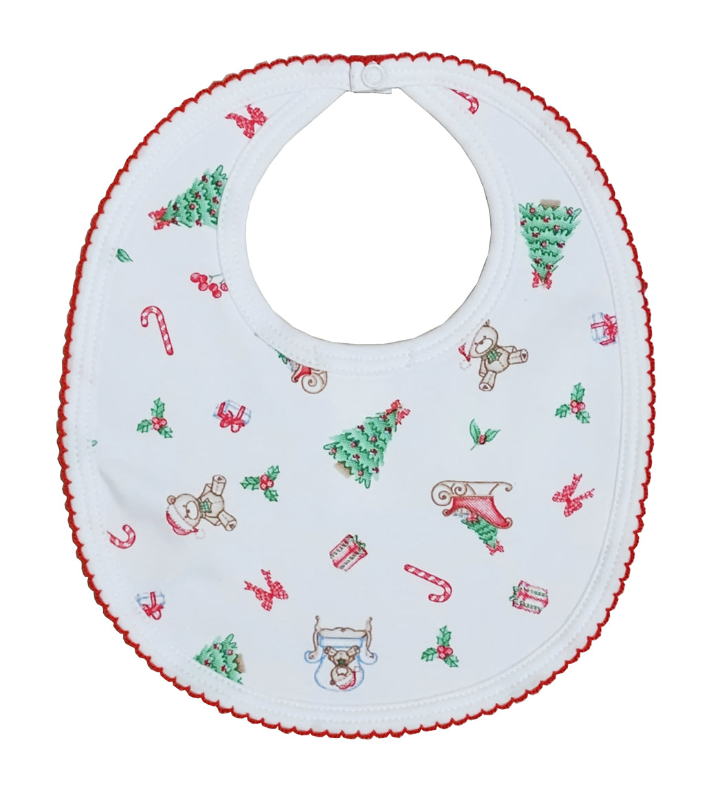Baby Girl's "Christmas Teddy Bear" Bib - Little Threads Inc. Children's Clothing