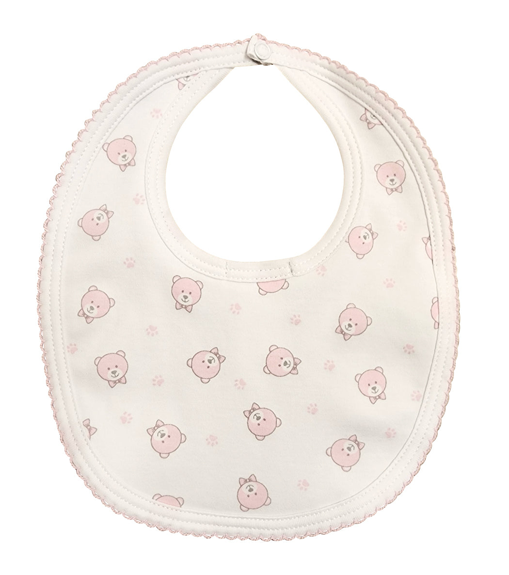 Pink Bears Print  Baby Pima Cotton  Bib