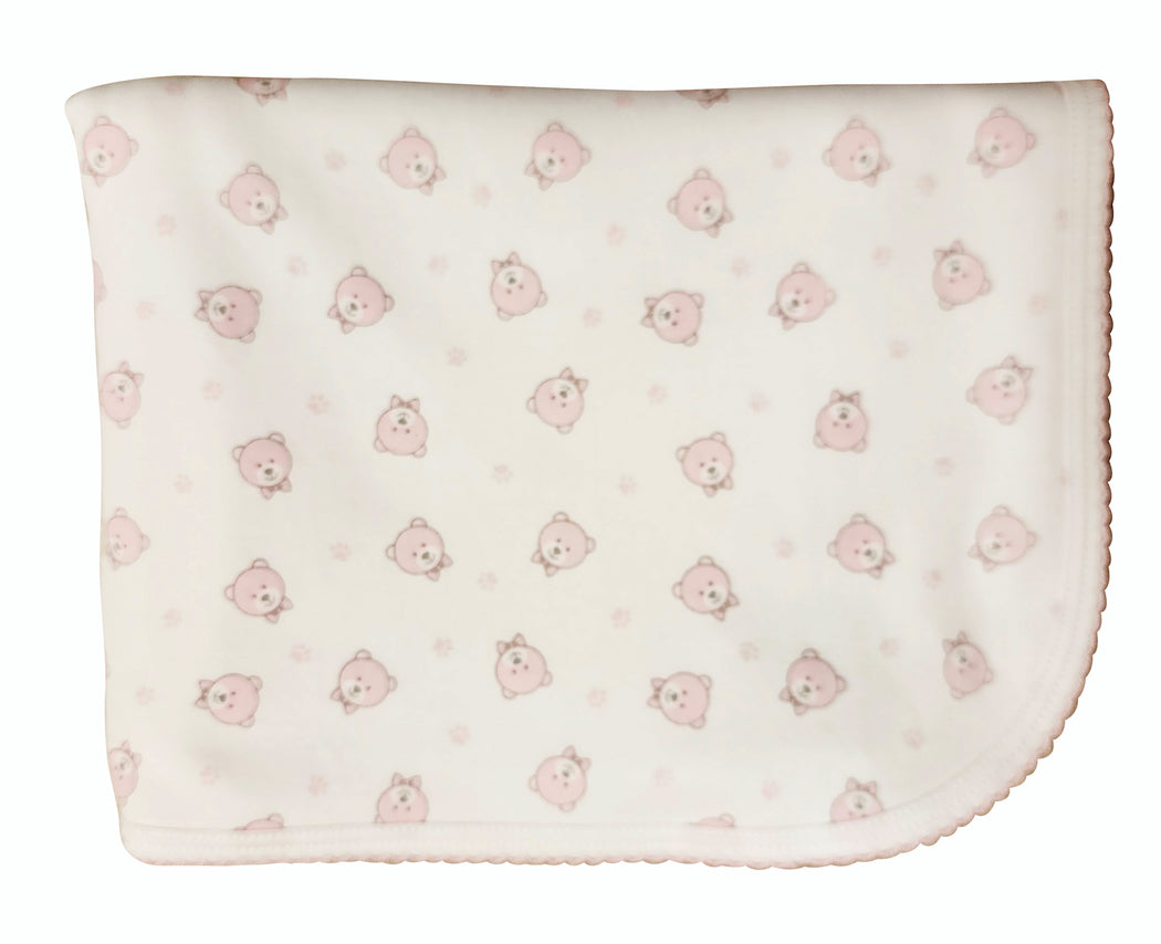 Pink Bears Print  Baby Pima Cotton  Blanket - Little Threads Inc. Children's Clothing
