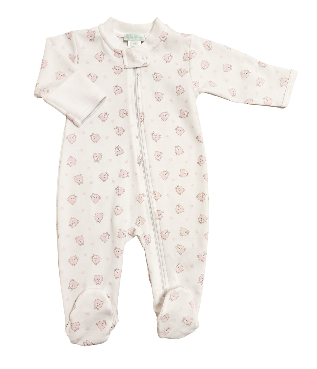 Pink Bears Baby Footie - Little Threads Inc. Children's Clothing