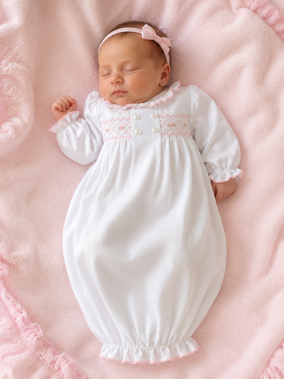 Hand Smocked baby girl daygown