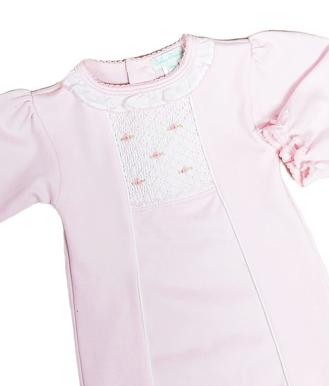 Pink Hand smocked Baby Girl Day gown/Take me home