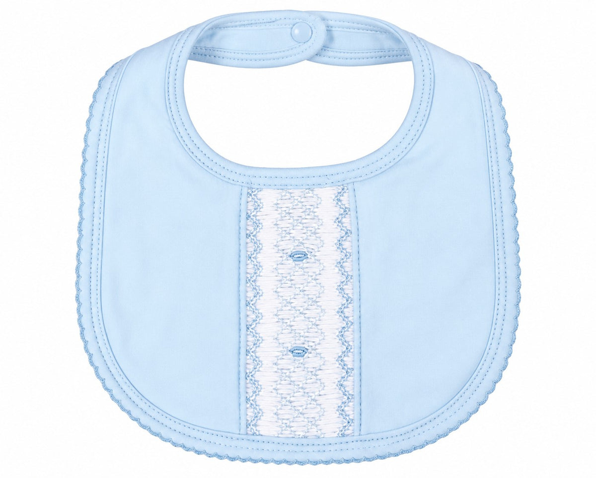 Baby Blue Smocked Pima Cotton Bib
