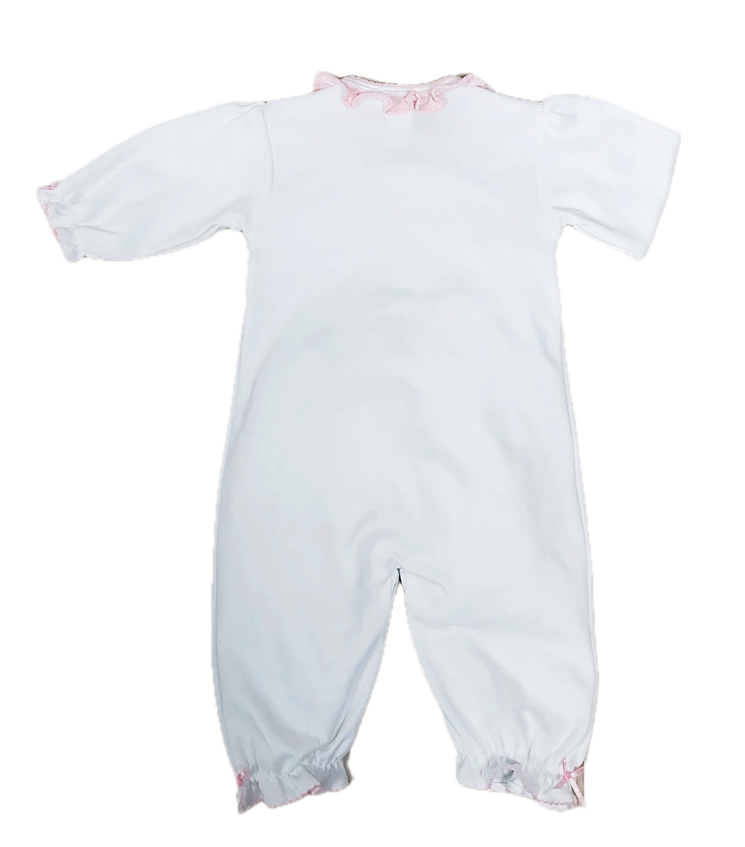 White Pima cotton Smocked baby girl converter