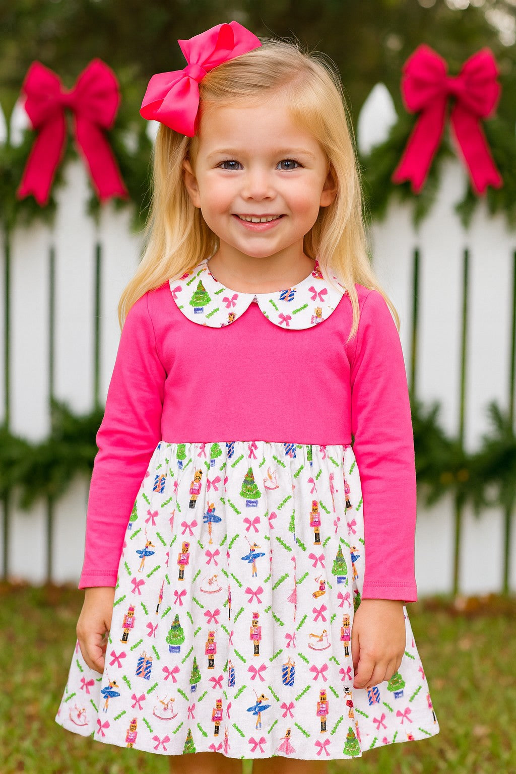 Christmas Nutcracker hot pink top Girl's dress