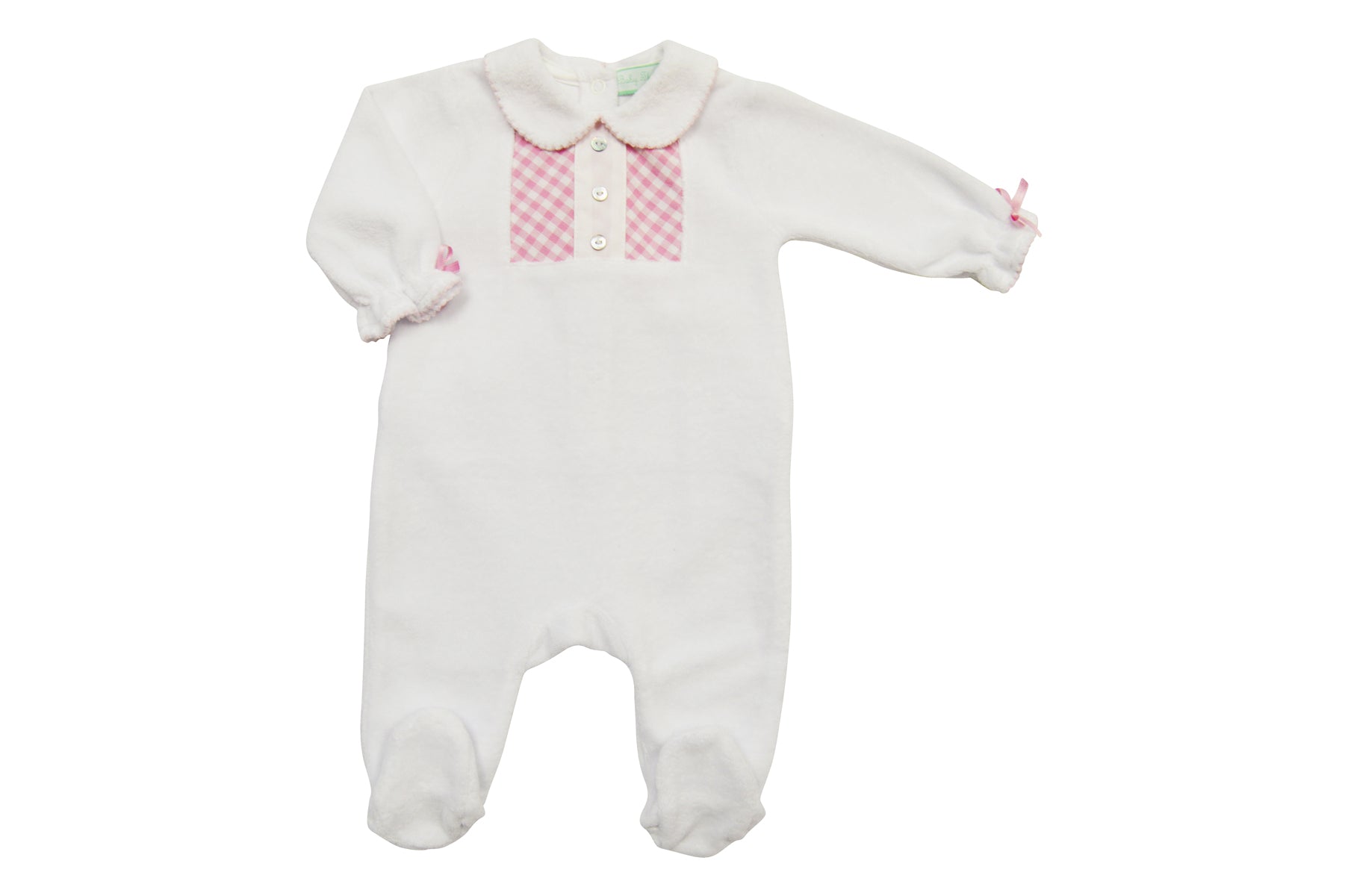 Baby Girl's White and Pink Checkered Velour Set - Little Threads Inc. Children's Clothing