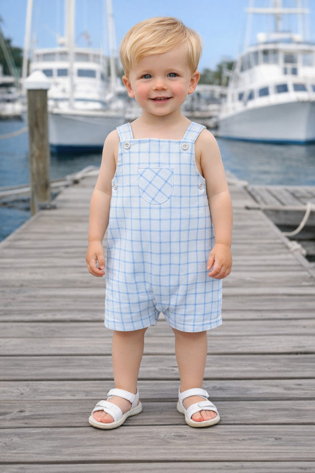 Palm Beach Front Pocket Baby Boy Overall - Little Threads Inc. Children's Clothing