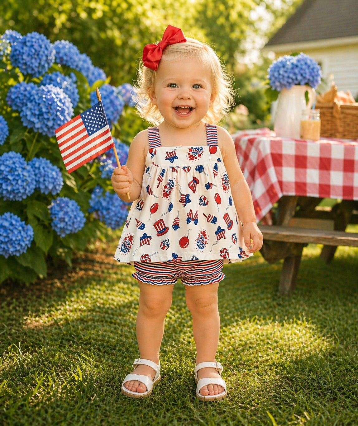 Patriotic girl's Bloomer set - Little Threads Inc. Children's Clothing