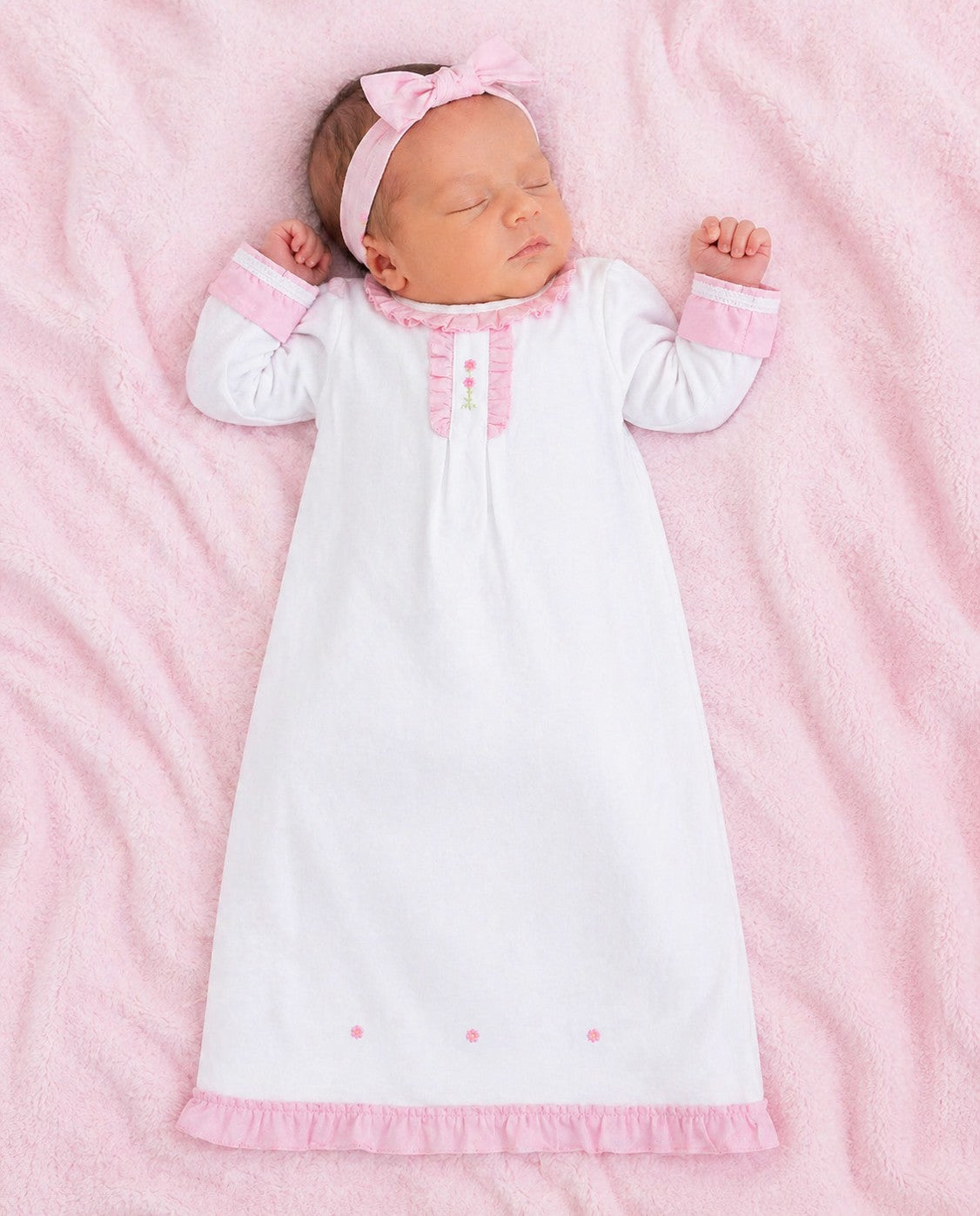 Rose Clusters White Pima Cotton Baby Daygown - Little Threads Inc. Children's Clothing