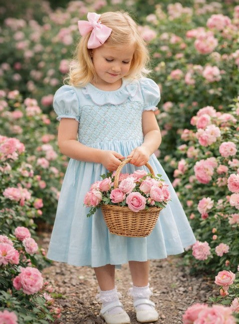 Mint Hand smocked girl's dress