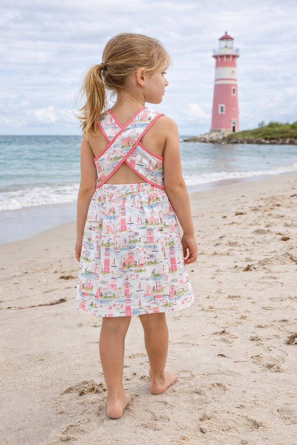 St Bart Criss Cross back Girl's Dress - Little Threads Inc. Children's Clothing