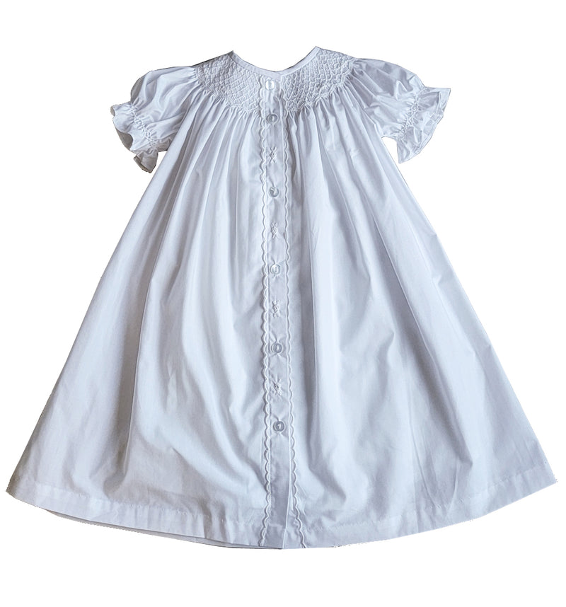 Baby Girl's White Hand Smocked Rose DayGown - Little Threads Inc. Children's Clothing