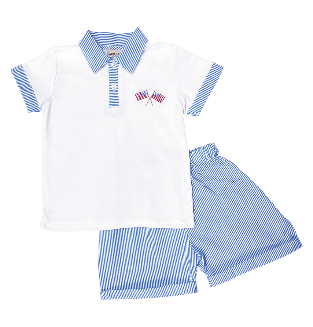 Boy's "American Flag" Short Set - Little Threads Inc. Children's Clothing