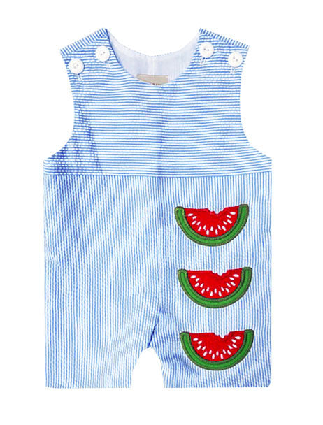 Watermelons Applique  Boys Overall - Little Threads Inc. Children's Clothing