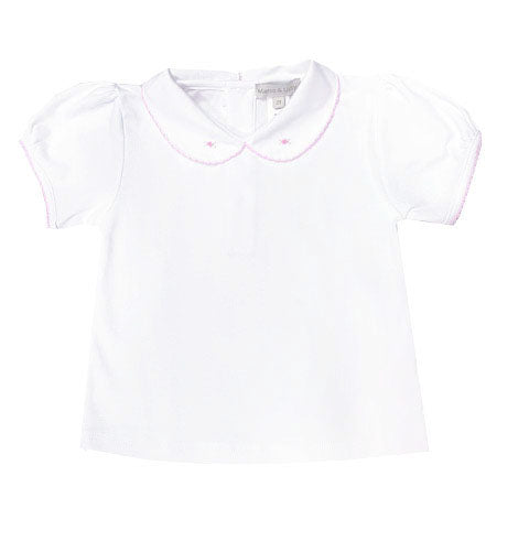 White Knit Pink Rose Blouse - Little Threads Inc. Children's Clothing