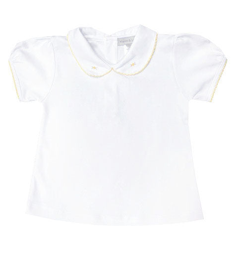 White Knit Yellow Rose Blouse - Little Threads Inc. Children's Clothing