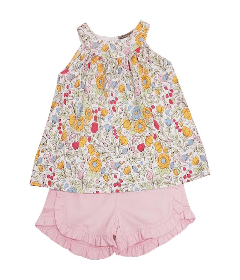 Girl's Lyann & Noah "Pastel Flowers" Pink Short Set - Little Threads Inc. Children's Clothing