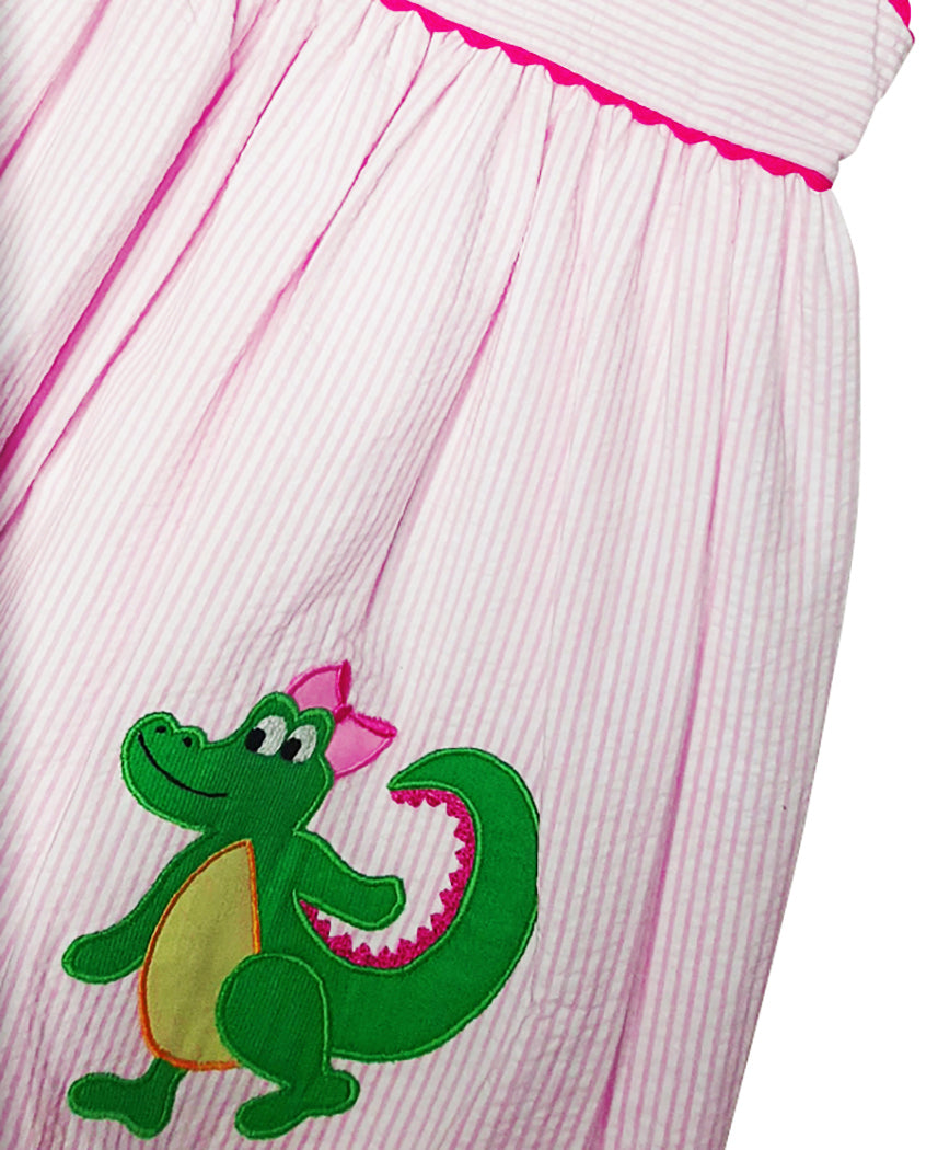 Alligator applique girl's sundress