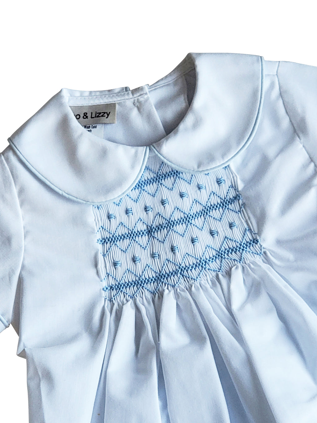 Emily & Jason  Blue smocked baby boy diaper set - Little Threads Inc. Children's Clothing