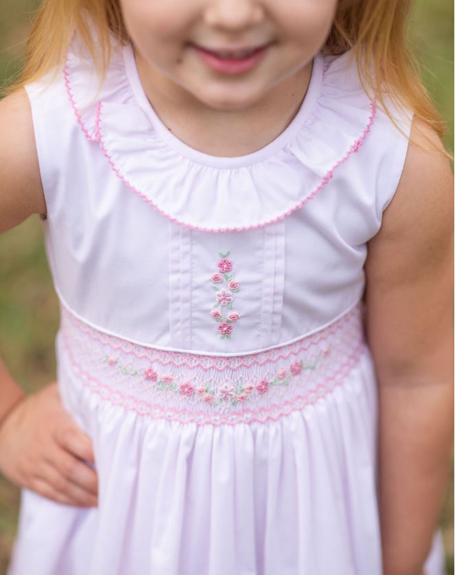 Pink Hand Smocked Girls Dress - Little Threads Inc. Children's Clothing
