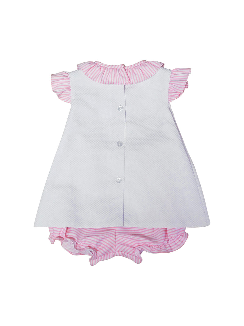 Baby Girl's "Serena"  Embroidered Pique Diaper Set - Little Threads Inc. Children's Clothing