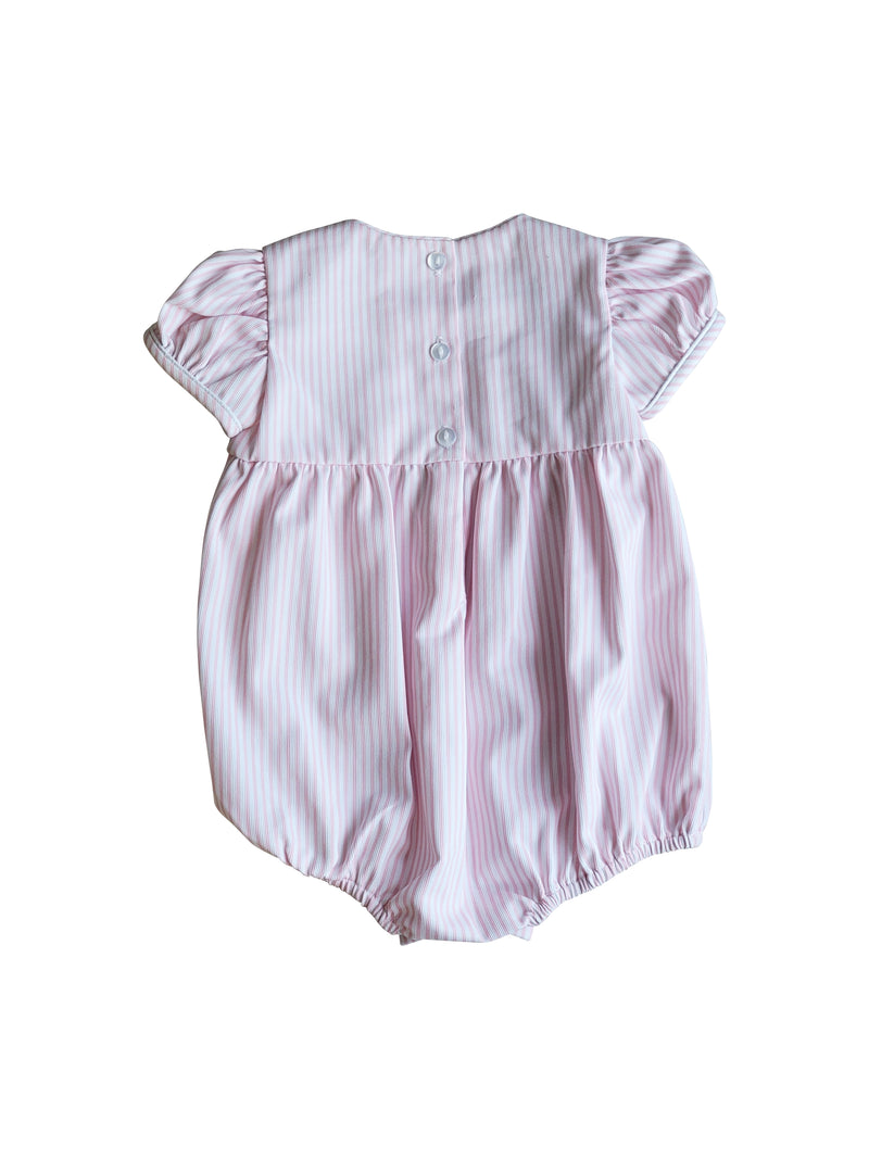 Baby Girl's Pink "Serena" Romper With Embroidered Bodice - Little Threads Inc. Children's Clothing
