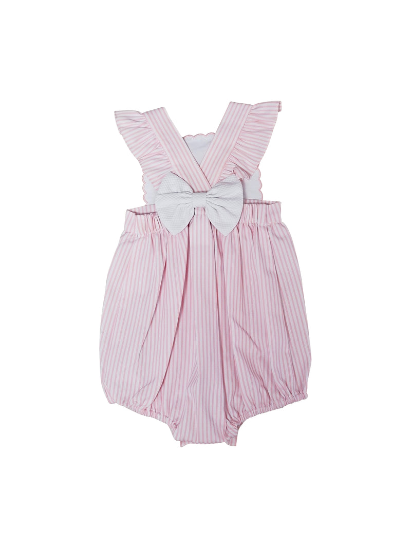 Baby Girl's "Serena"  Pink Embroidered Pique Sun Suit - Little Threads Inc. Children's Clothing