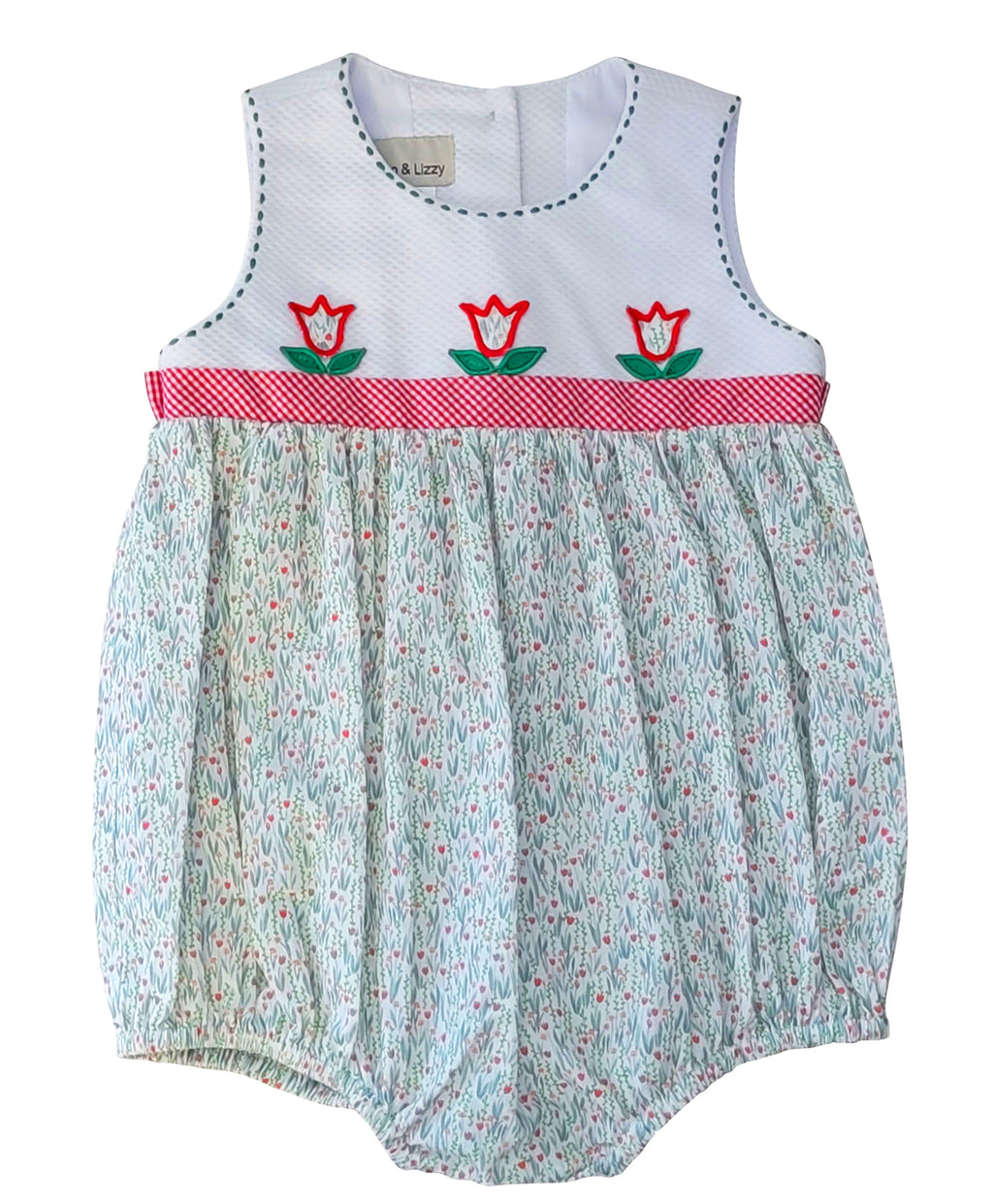 Tulips Baby applique  Girl romper - Little Threads Inc. Children's Clothing
