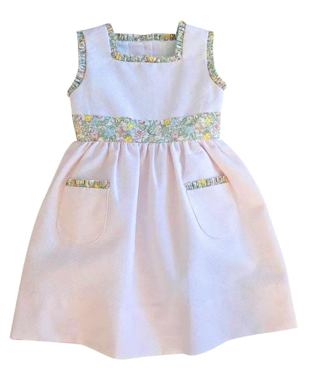 Spring Again Floral Pink Pique dress - Little Threads Inc. Children's Clothing
