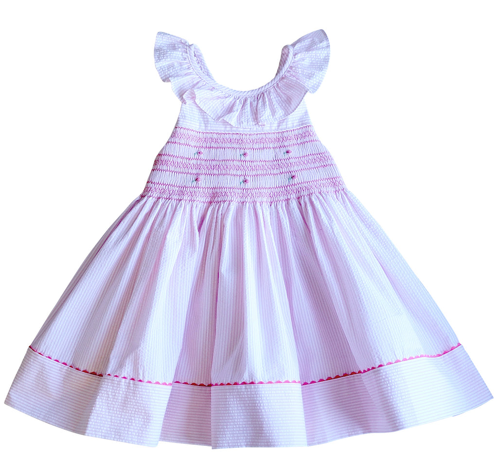 Lara Collection girl hand smocked sleeveless dress - Little Threads Inc. Children's Clothing