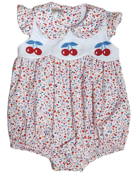 "Cherries Collection" Applique Baby Girl Bubble - Little Threads Inc. Children's Clothing
