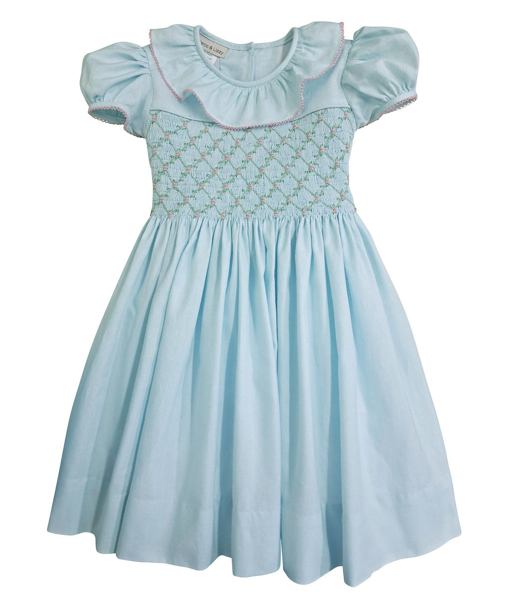 Mint Hand smocked girl's dress - Little Threads Inc. Children's Clothing