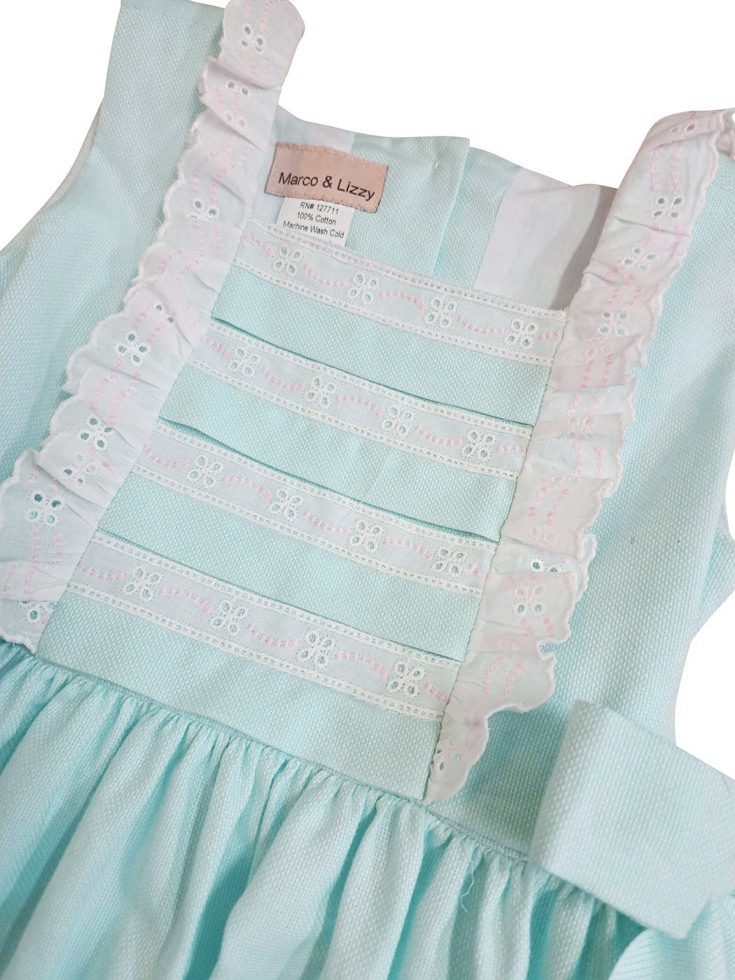 Classic Mint Embroidered Lace ruffle girl's dress - Little Threads Inc. Children's Clothing