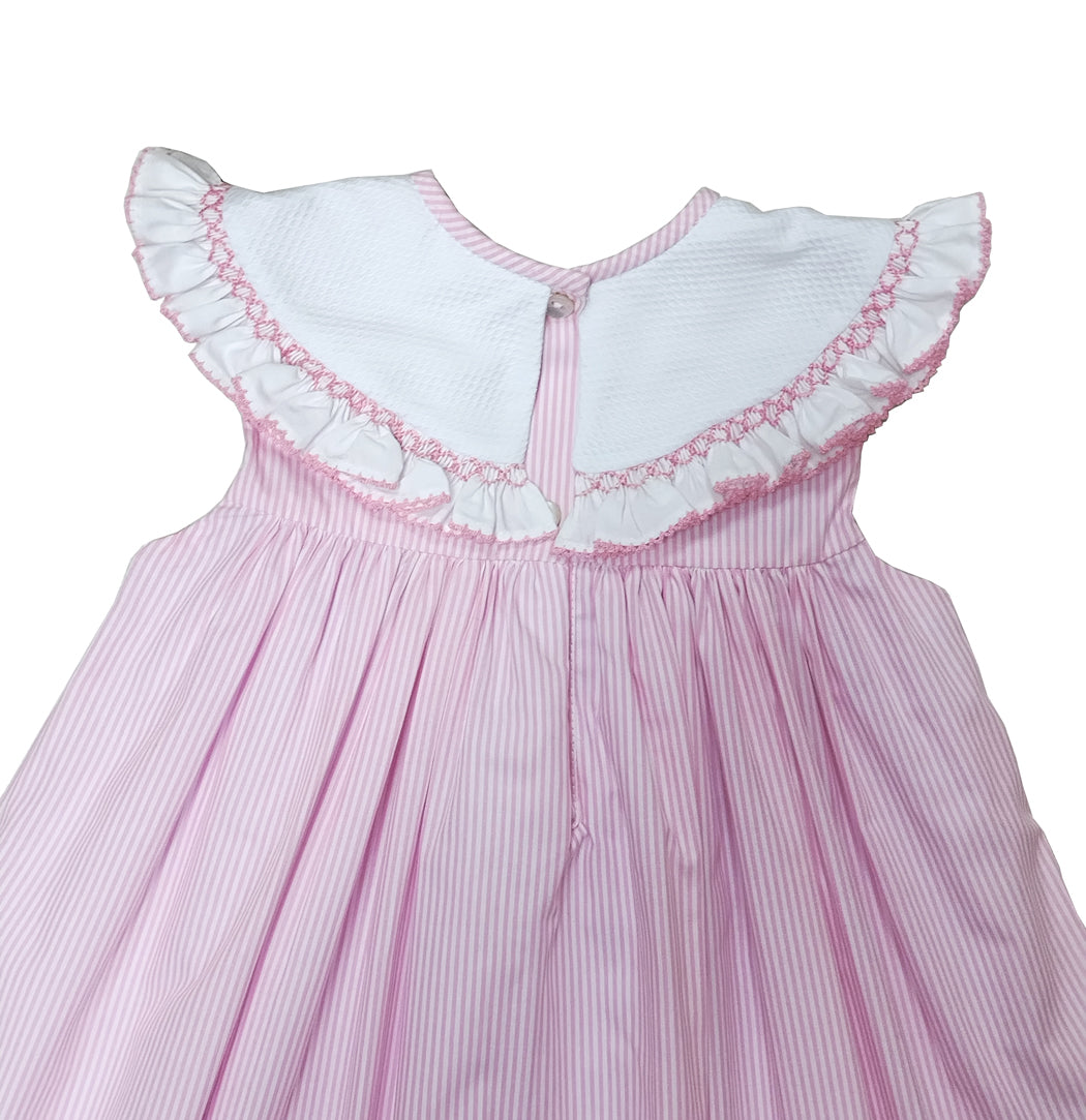 Pink Stripe Float hand smocked collar girls Dress - Little Threads Inc. Children's Clothing