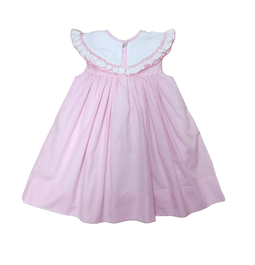 Pink Stripe Float hand smocked collar girls Dress - Little Threads Inc. Children's Clothing