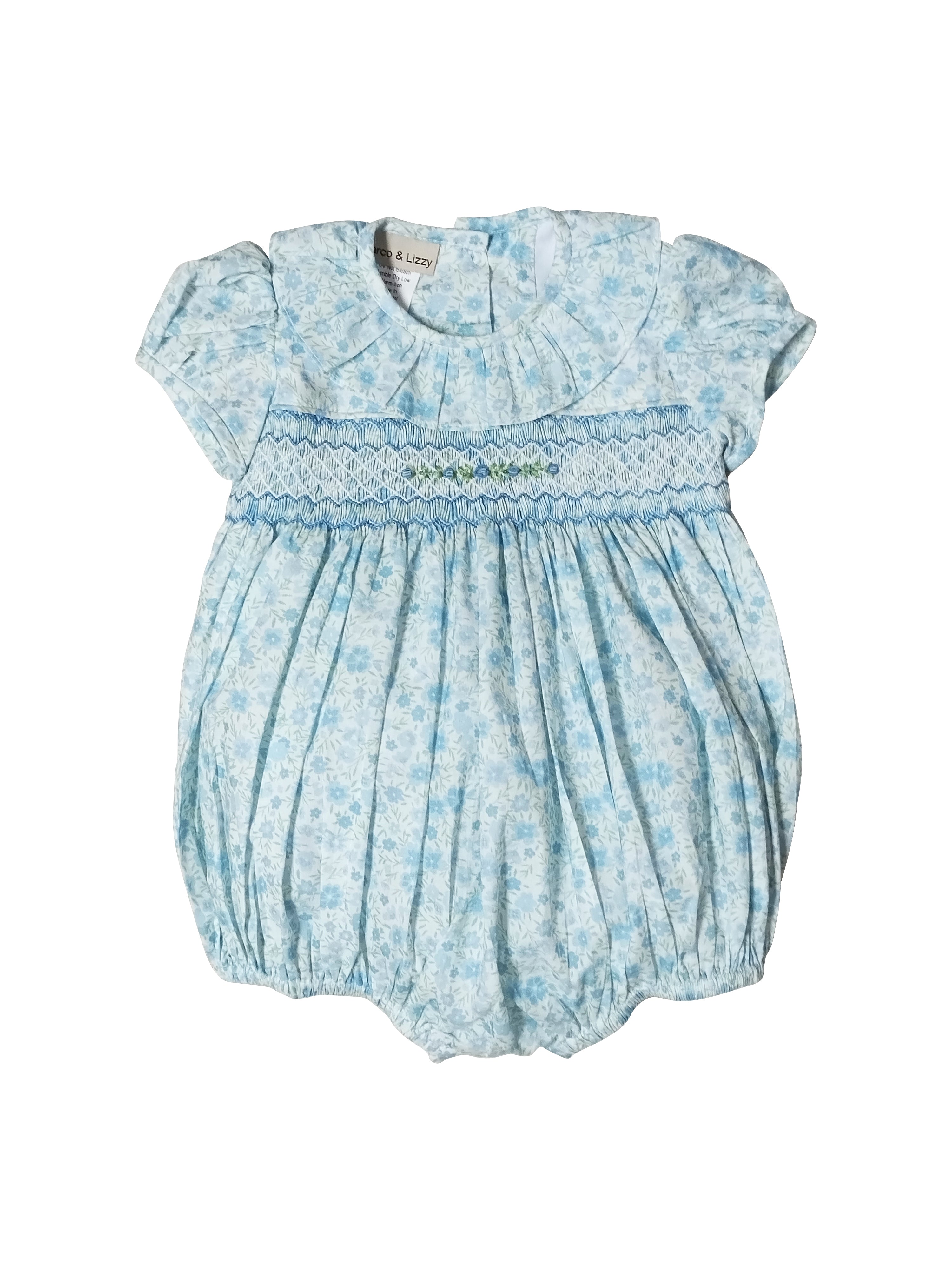 "Carly & Ronnie" Smocked Baby Girl Bubble - Little Threads Inc. Children's Clothing