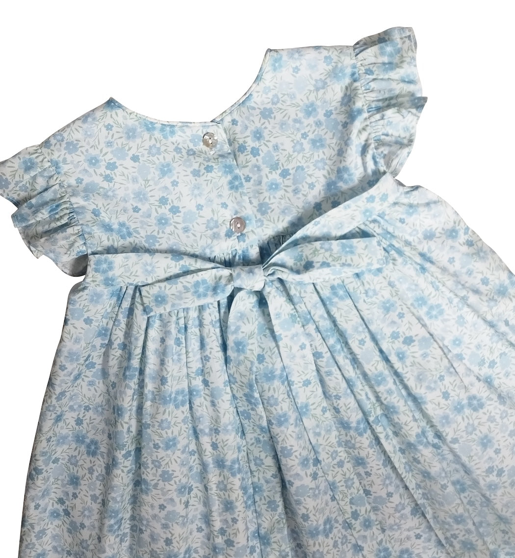 "Carly and Ronnie" Blue Flowers Print Girl's Float Dress - Little Threads Inc. Children's Clothing